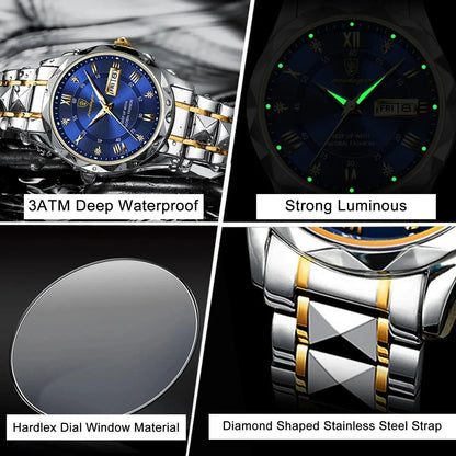 Luxury Business Watch Stylish Waterproof Luminous Timepiece POEDAGAR Official Store