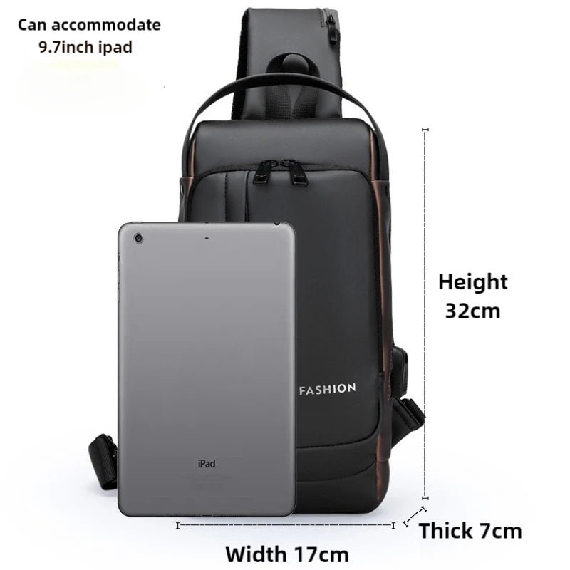 Men Anti Theft Chest Bag Shoulder Bags USB Charging Crossbody Package School Short Trip Messengers Bags Men's Oxford Sling Pack