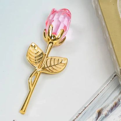 Valentines Day Gift Crystal Glass Rose Artificial Flower Silver Gold Rod Rose Flower for Girlfriend Wedding Gifts for Guest Shop1104358055 Store