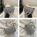 Allover Rhinestone Bucket Bag, Glitter Chain Prom Purse, Women's Mini Crossbody Bag (6.3*3.54) Inch Stone's Store