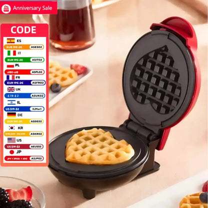 Multi Functional Mini Heart-shaped Waffle Maker, Double-sided Heated Breakfast Toaster, Portable Baking Machine Stone's Store