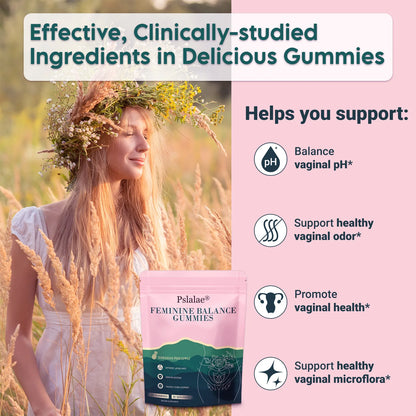 Feminine Balance Gummies - Relieves Cramps, Moods, Hot Flashes and Night Sweats, Vaginal Health