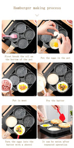 4-hole Omelet Pan Frying Pot Thickened Non-stick Egg Pancake Steak Cooking Pan Hamburg bread Breakfast Maker Induction cooker Shop1103813503 Store