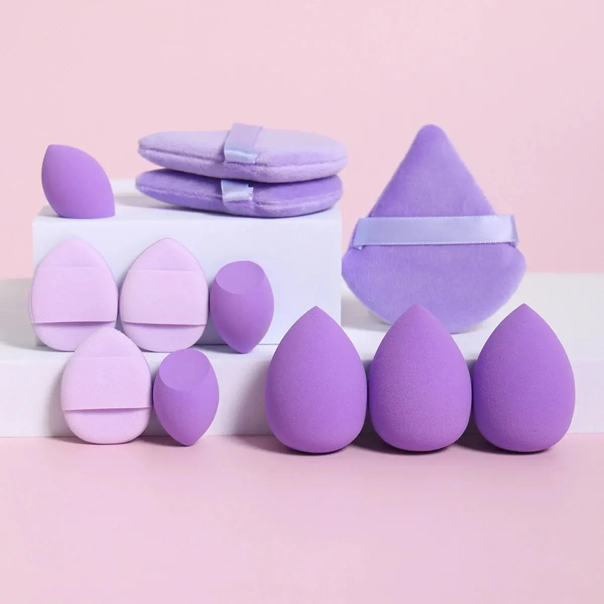 12-Piece All-Purpose Makeup Sponge Set, Made of 3 Loose Powder Puffs, 3 Mini Air Cushion Puffs, 3 Beauty Eggs and 3 Mini Beauty Shop Cherry Darling Store