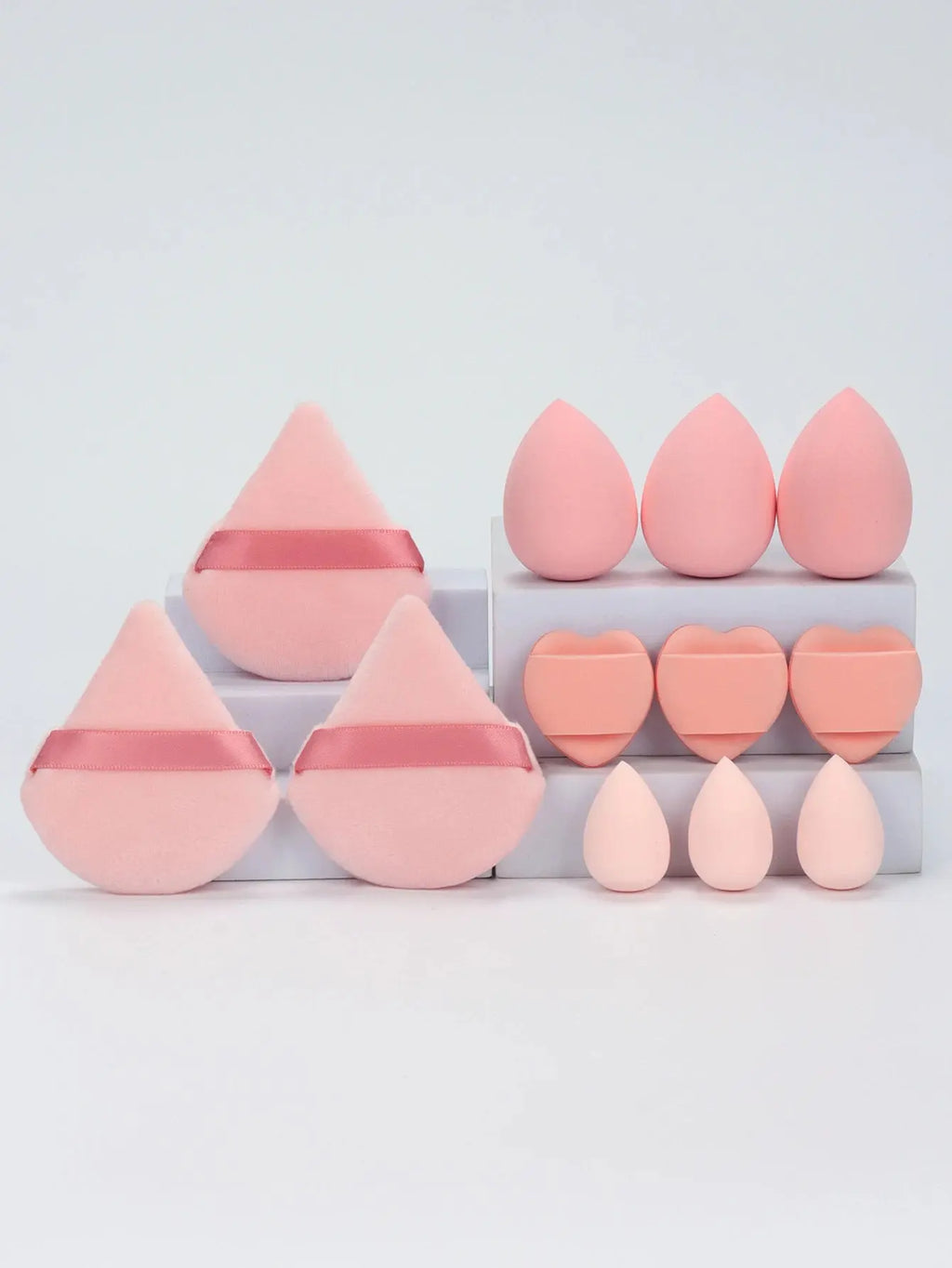 12-Piece All-Purpose Makeup Sponge Set, Made of 3 Loose Powder Puffs, 3 Mini Air Cushion Puffs, 3 Beauty Eggs and 3 Mini Beauty Shop Cherry Darling Store