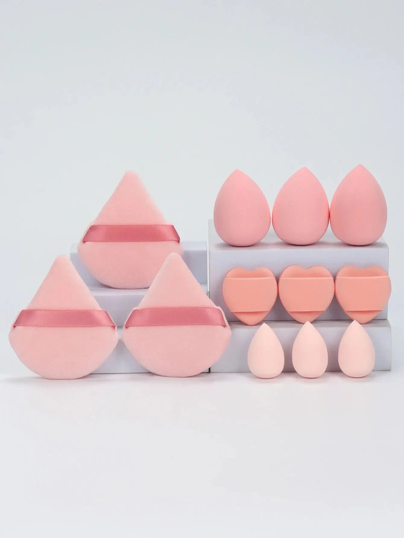 12-Piece All-Purpose Makeup Sponge Set, Made of 3 Loose Powder Puffs, 3 Mini Air Cushion Puffs, 3 Beauty Eggs and 3 Mini Beauty Shop Cherry Darling Store