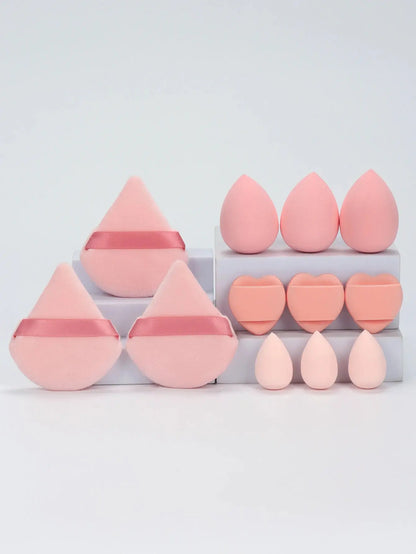 12-Piece All-Purpose Makeup Sponge Set, Made of 3 Loose Powder Puffs, 3 Mini Air Cushion Puffs, 3 Beauty Eggs and 3 Mini Beauty Shop Cherry Darling Store