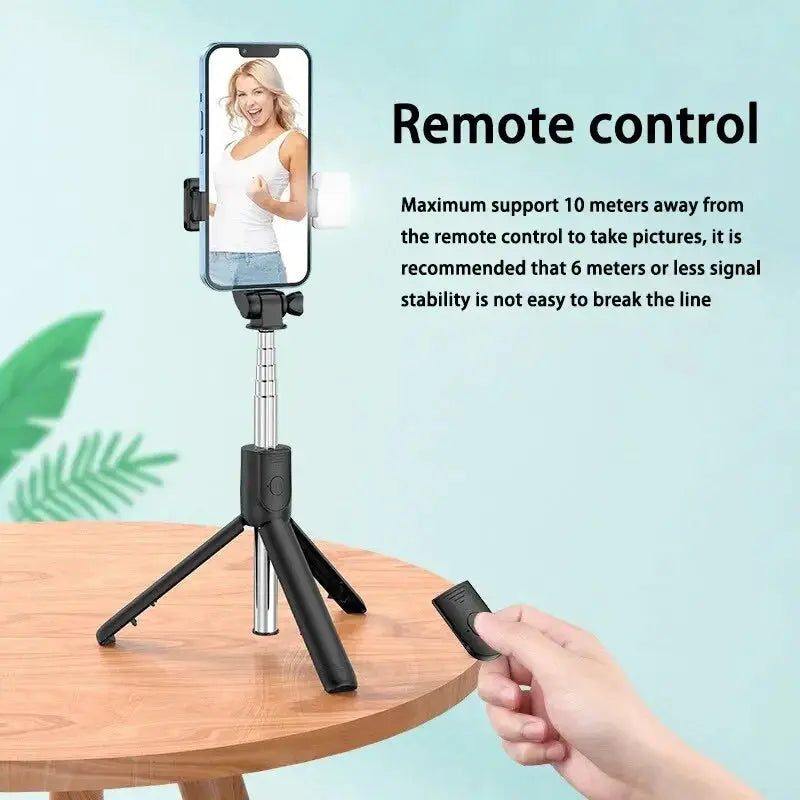 Trípode para palo selfi inalámbrico con luz y control remoto Bluetooth