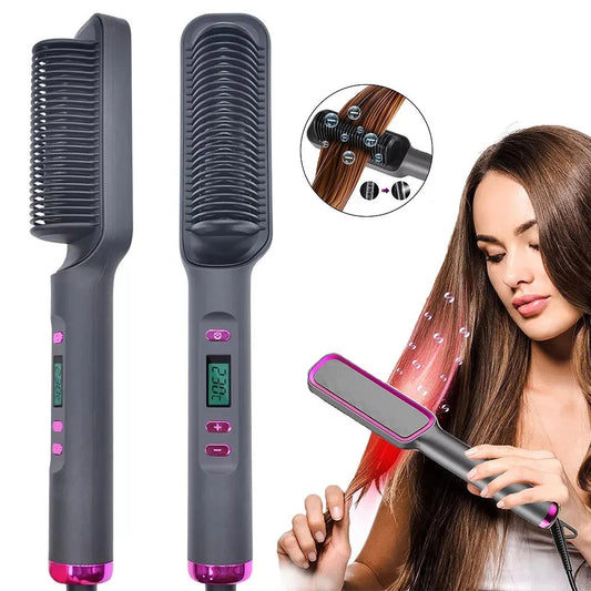 Electric Hot Comb Multifunctional Straight Hair Straightener Comb Negative Ion Anti-Scalding Styling Tool Straightening Brush Stone's Store