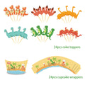 Soporte para tartas de cumpleaños de dinosaurios de dibujos animados para niños y adornos para tartas, soporte para cupcakes para baby shower, suministros para tartas