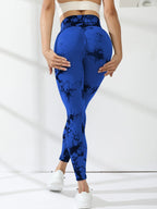 Hip Lifting Seamless Fitness Gym Leggings Tie-Dye Yoga Pants Women's Exercise Tights Tummy Control High Waist Workout Pants