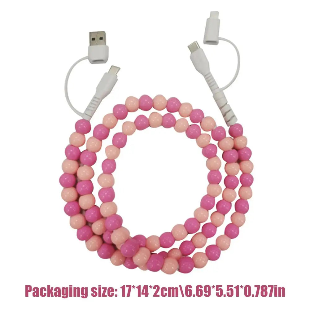 4-in-1 Beaded Charging Cable – 66W Fast Charge for All Devices!