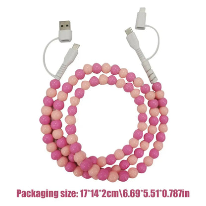 4-in-1 Beaded Charging Cable – 66W Fast Charge for All Devices!