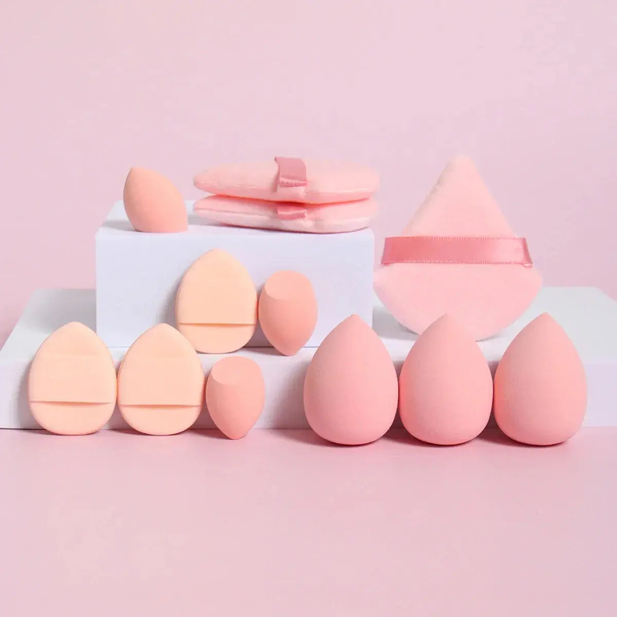 12-Piece All-Purpose Makeup Sponge Set, Made of 3 Loose Powder Puffs, 3 Mini Air Cushion Puffs, 3 Beauty Eggs and 3 Mini Beauty Shop Cherry Darling Store