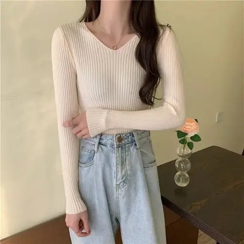 Women's Casual Knitted Sweater | Long Sleeve Pullover for Fall & Winter