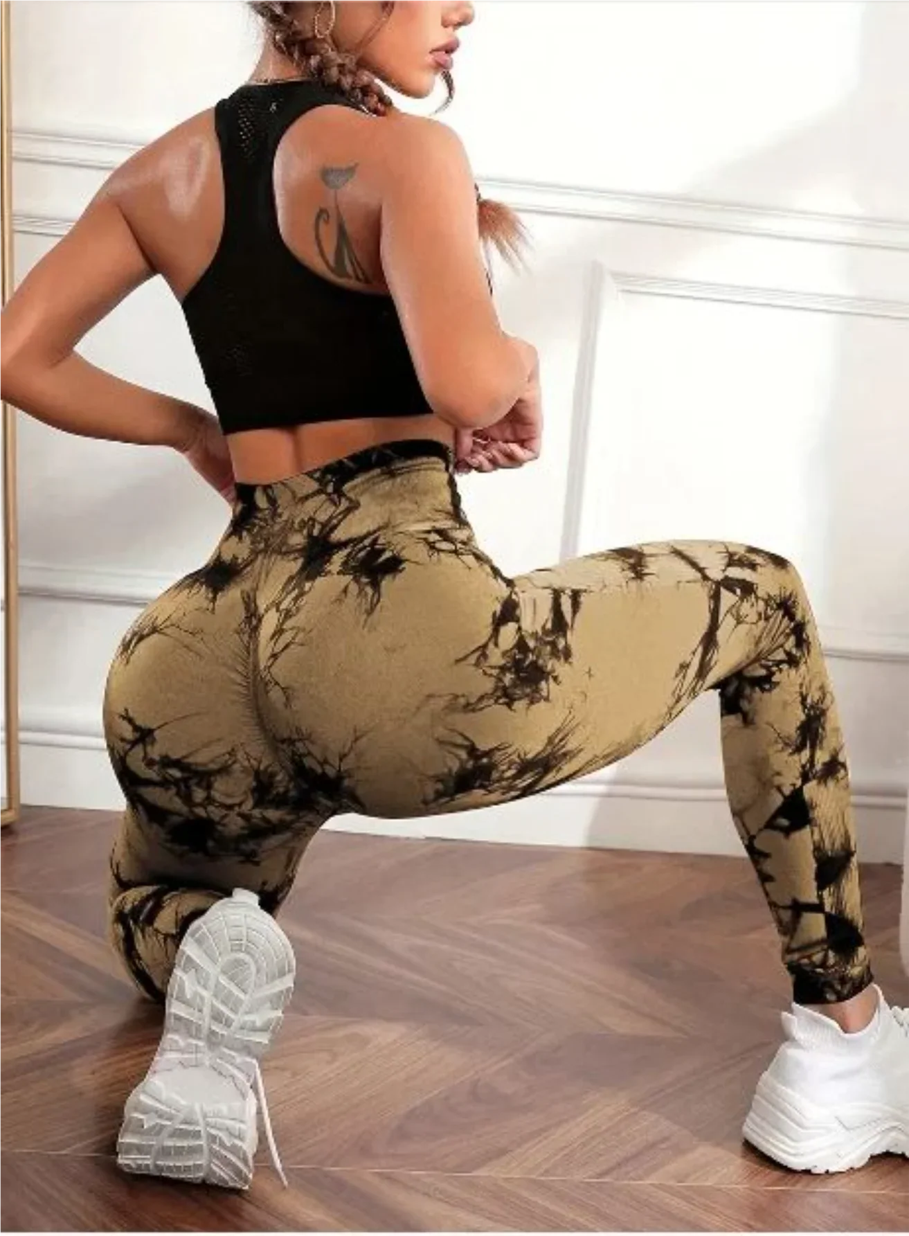 Leggings de gimnasio sin costuras para levantar la cadera, pantalones de yoga tie-dye, mallas de ejercicio para mujer, pantalones de entrenamiento de cintura alta con control de abdomen