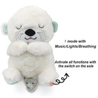 Baby Plush Doll Breathing Bear Soothing Sleep Playmate white Otter Toy Kids Music Sleeping Companion Sound Light Doll Toy Gift EPA Choice Store