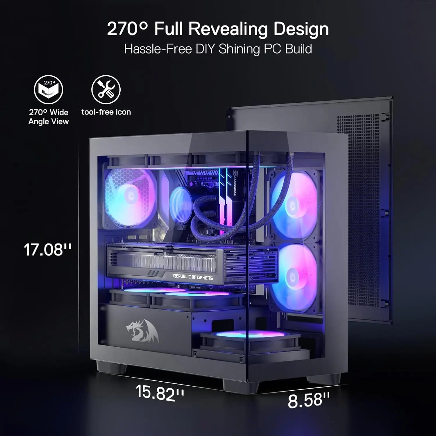Redragon GC218M Gaming Back-Mounted PC Case, M-ATX Computer Chassis 2 x 120mm Fans Pre-Installed & High Airflow Perforated Panel REDRAGON Online Store