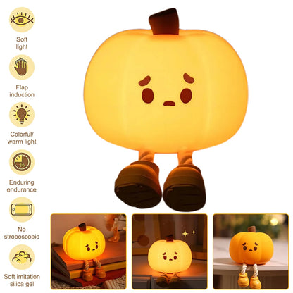 Night Light Cute Lamp Pumpkin Touch Sensor Lamp Christmas Night Lamp Silicone LED Rechargeable Lamp