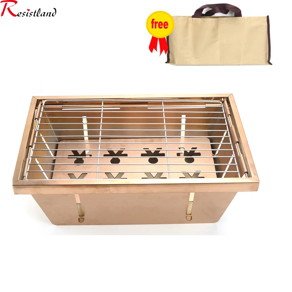 Portable IGT Wood Camping Table with Removable Gas Stove and BBQ Grill Stone's Store
