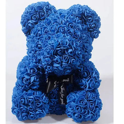 40/25cm Blue Rose Bear Heart Artificial Flower Rose Teddy Bear For