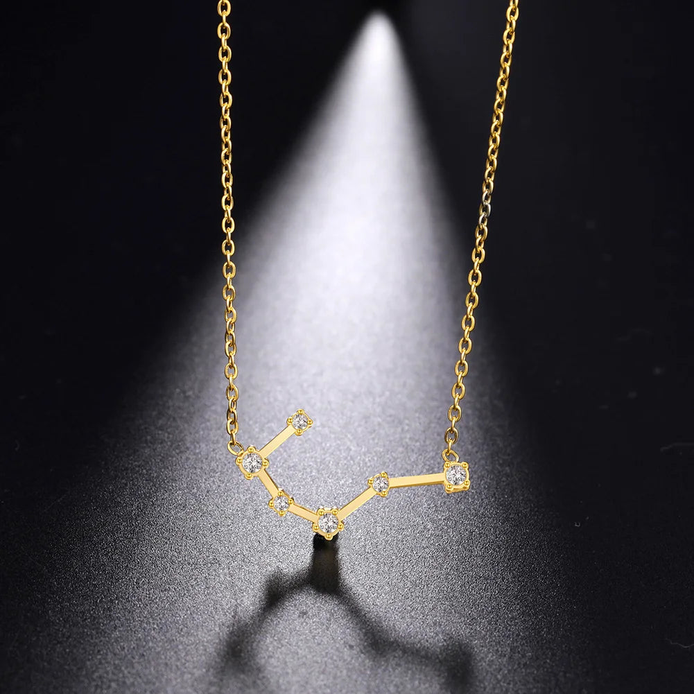 Lucktune Zircon Constellation Pendant Necklace Libra Virgo Zodiac Necklace for Women Stainless Steel Birthday Jewelry Gifts 2025 lucktune Official Store
