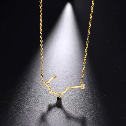 Lucktune Zircon Constellation Pendant Necklace Libra Virgo Zodiac Necklace for Women Stainless Steel Birthday Jewelry Gifts 2025 lucktune Official Store