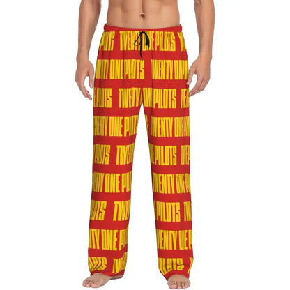 Custom T-Twentys One P-Pilots Rock Logo Hot Pajama Pants Men's Lounge Sleep Stretch Sleepwear Bottoms with Pockets