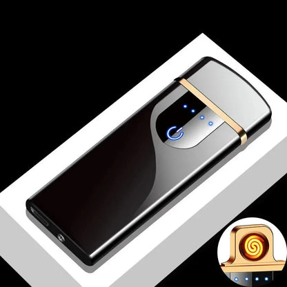 Hot Electric Windproof Metal Lighter Double Arc Flameless Plasma Rechargeable USB Lighter LED Power Display Touch Sensor Lighter Firefirefire Store