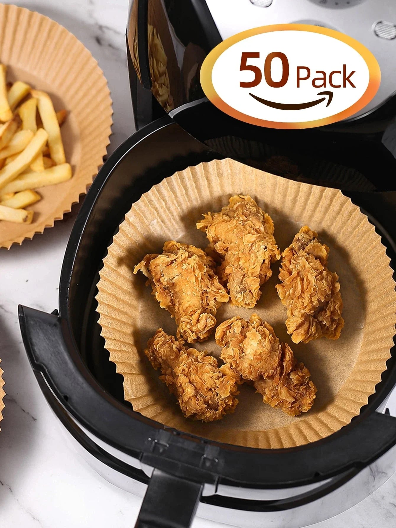 50 Pcs Nonstick Air Fryer Paper Liners Disposable For Clean Mess Free Cooking