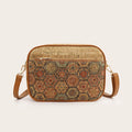 Bandolera vintage con estampado floral, bolso de mujer con estampado de corteza de árbol, bolso de hombro estilo étnico, versátil