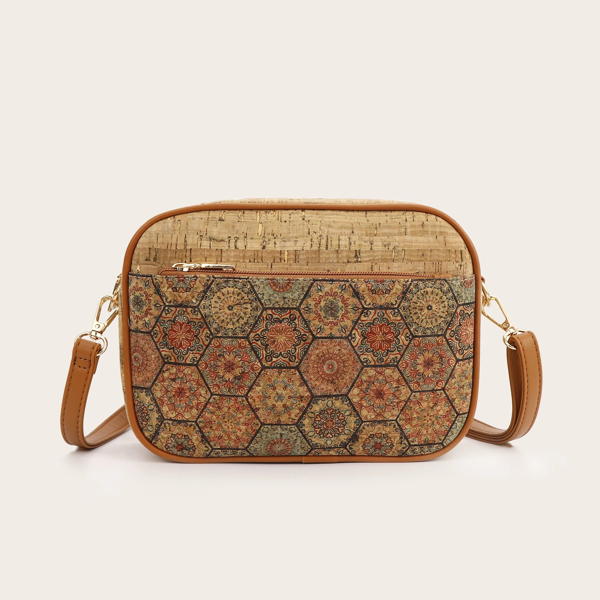 Vintage Flower Print Crossbody Bag, Women's Tree Bark Pattern Purse, Ethnic Style Shoulder Bag, Versatile
