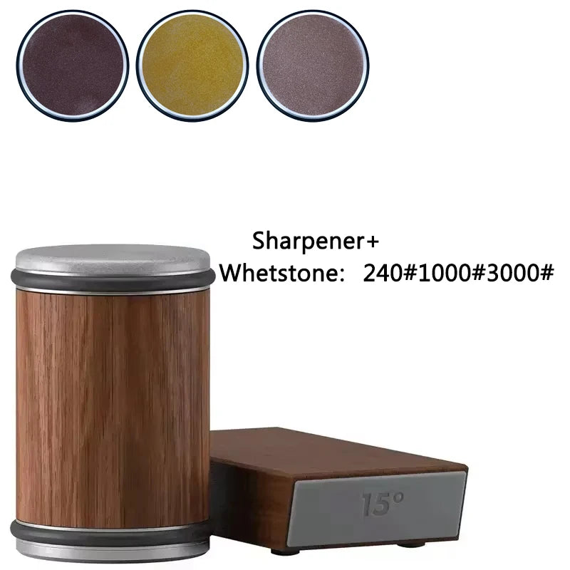 Pouring Rolling Knife Sharpener sapele Magnetic Holder Whetstone Sharpening Stone Kit 15 and 20 Degrees Angle Roller Accessory