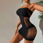 Abito Mini Slim Senza Maniche Nero Shaking Grocery Store