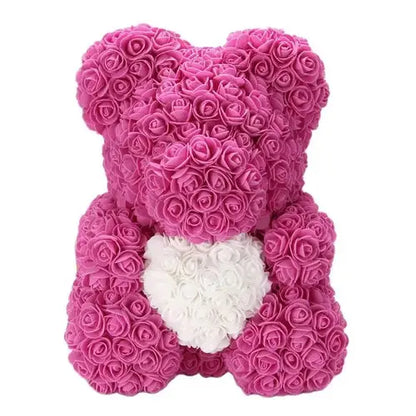 40/25cm Blue Rose Bear Heart Artificial Flower Rose Teddy Bear For