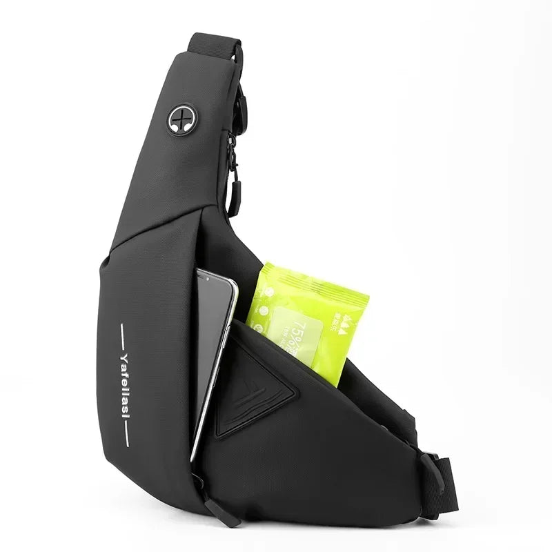 Bolso de hombro para hombre, bandolera Oxford impermeable con USB, bandolera multifunción, bolsa de pecho de viaje corta para bolsos de hombre
