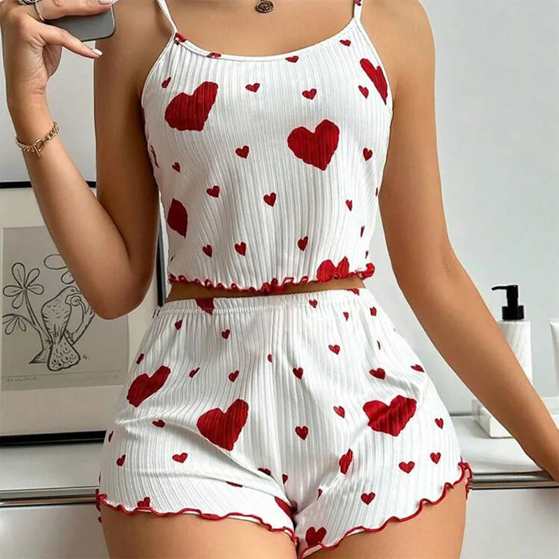 Soft Casual Love Printing Pyjama Set Mili Flagship Store