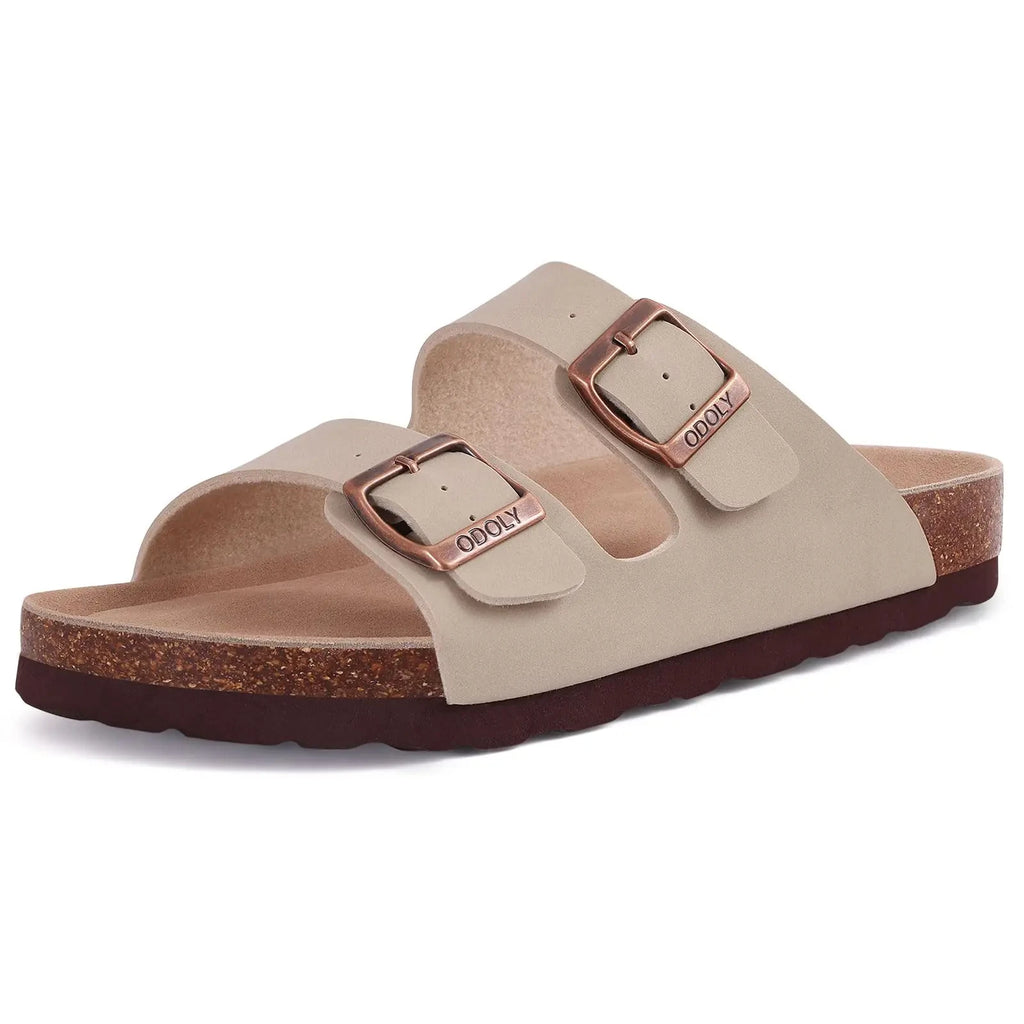 Comwarm Fashion Men's Suede Mules Slippers New Women Clogs Cork Insole Sandals With Arch Support Outdoor Beach Slides Home Shoes