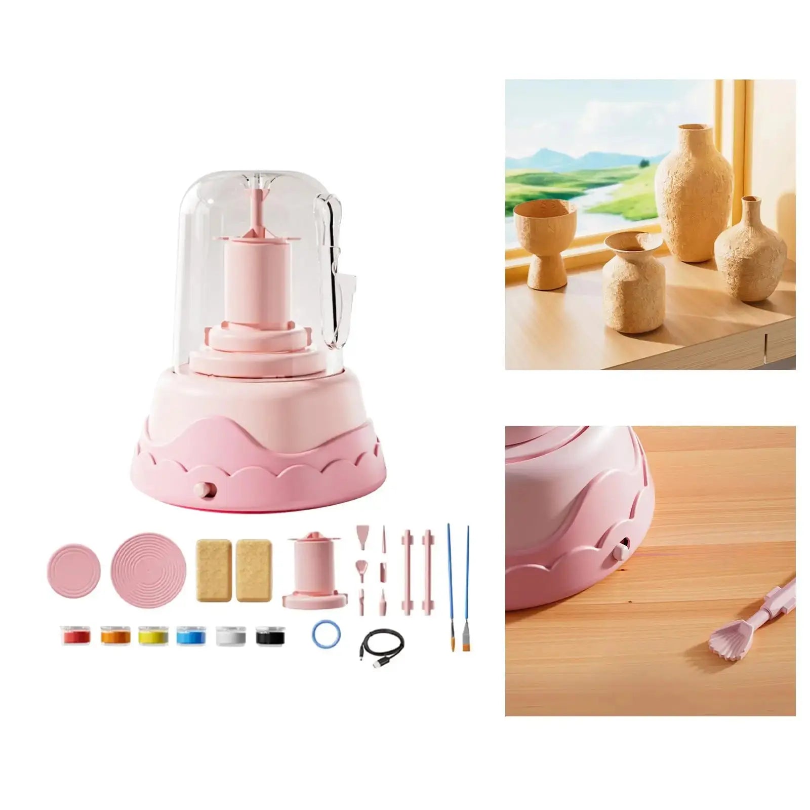 Electric Pottery Wheel Set for Kids Artist Studio Beginner Professional Crafting DIY Ceramic Pottery Machine Beginners Kids Handmade decor Store