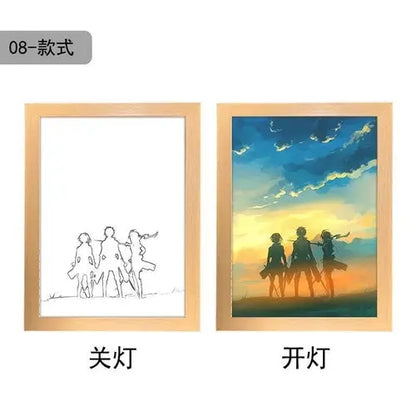 Attack On Titan Anime Figure Customized Night Light Painting Decor