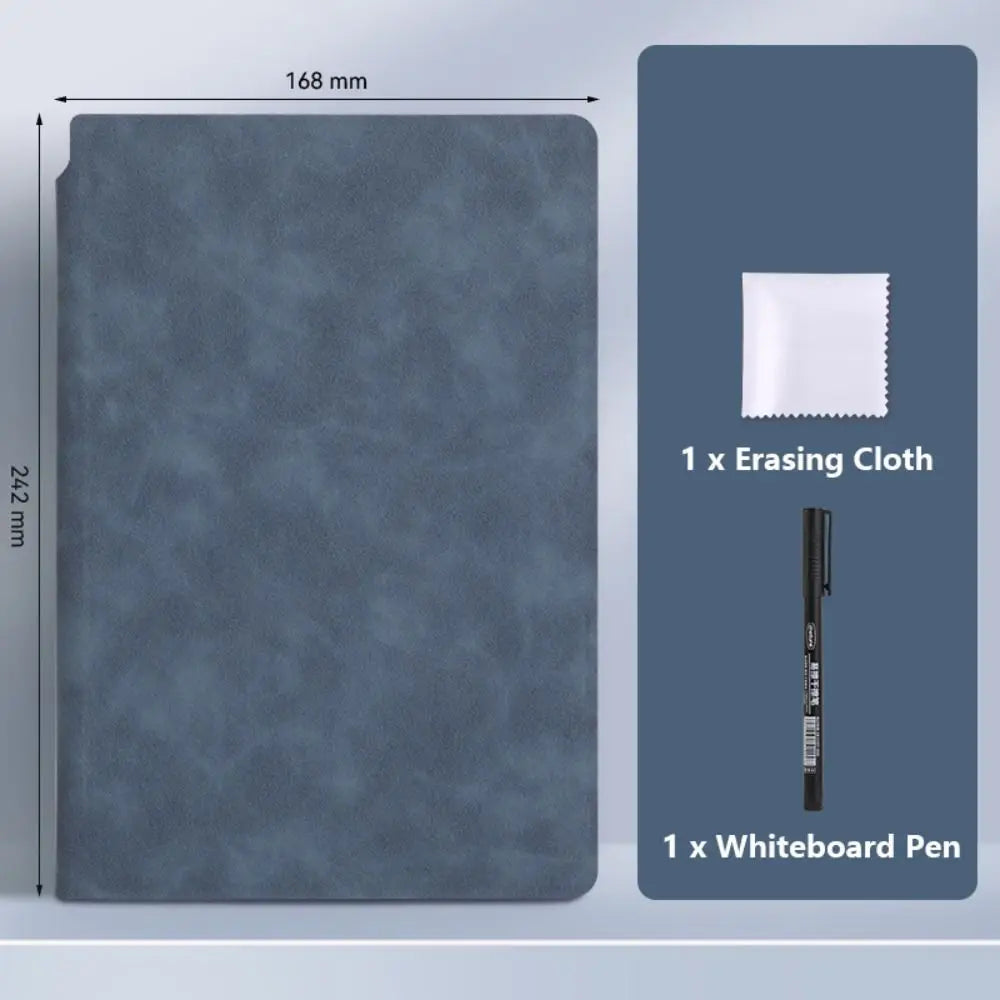 Reusable A5 Whiteboard Notebook Leather With Whiteboard Pen Writing Board With Erasing Cloth Stationery Memo Pad Students Gift