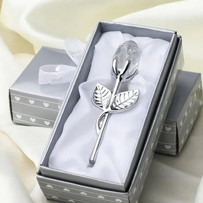 Valentines Day Gift Crystal Glass Rose Artificial Flower Silver Gold Rod Rose Flower for Girlfriend Wedding Gifts for Guest Shop1104358055 Store
