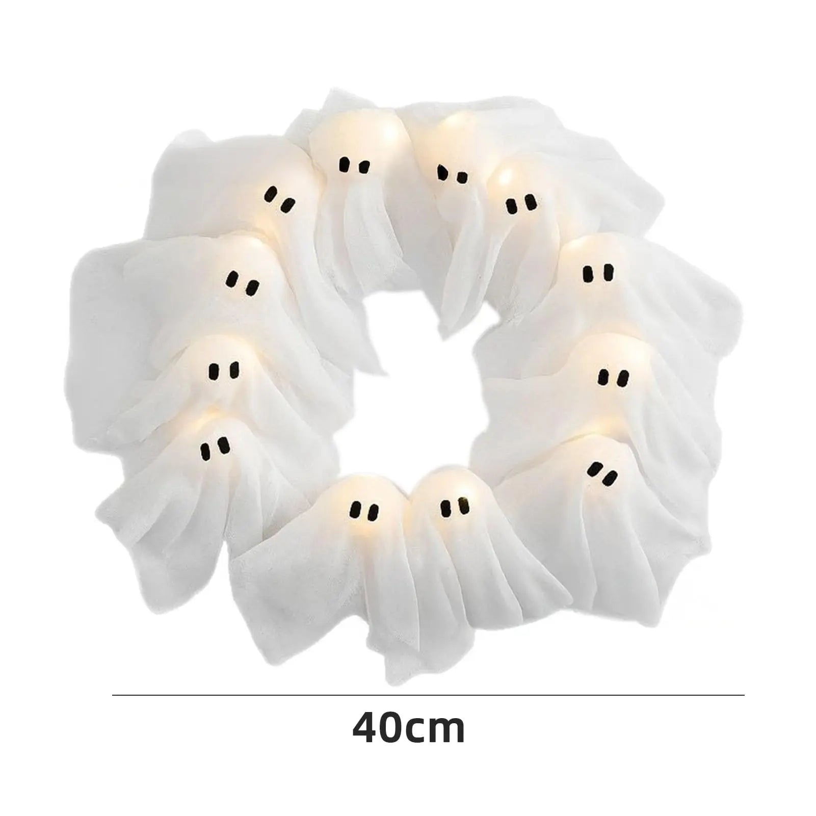 Halloween Ghost Wreath DIY Ghost Wreath Front Door Hanging Decor for Outdoor Wall Window Porch Patio Garden Home Party Decor