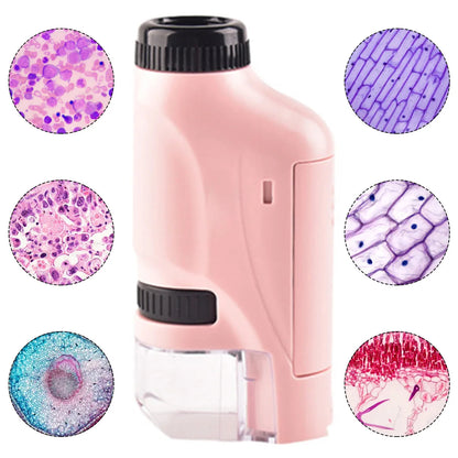 60-120x Pocket Microscope Battery Powered Handheld Mini Microscope with LED Light Portable High Definition Children JZ Local Warehouse Store