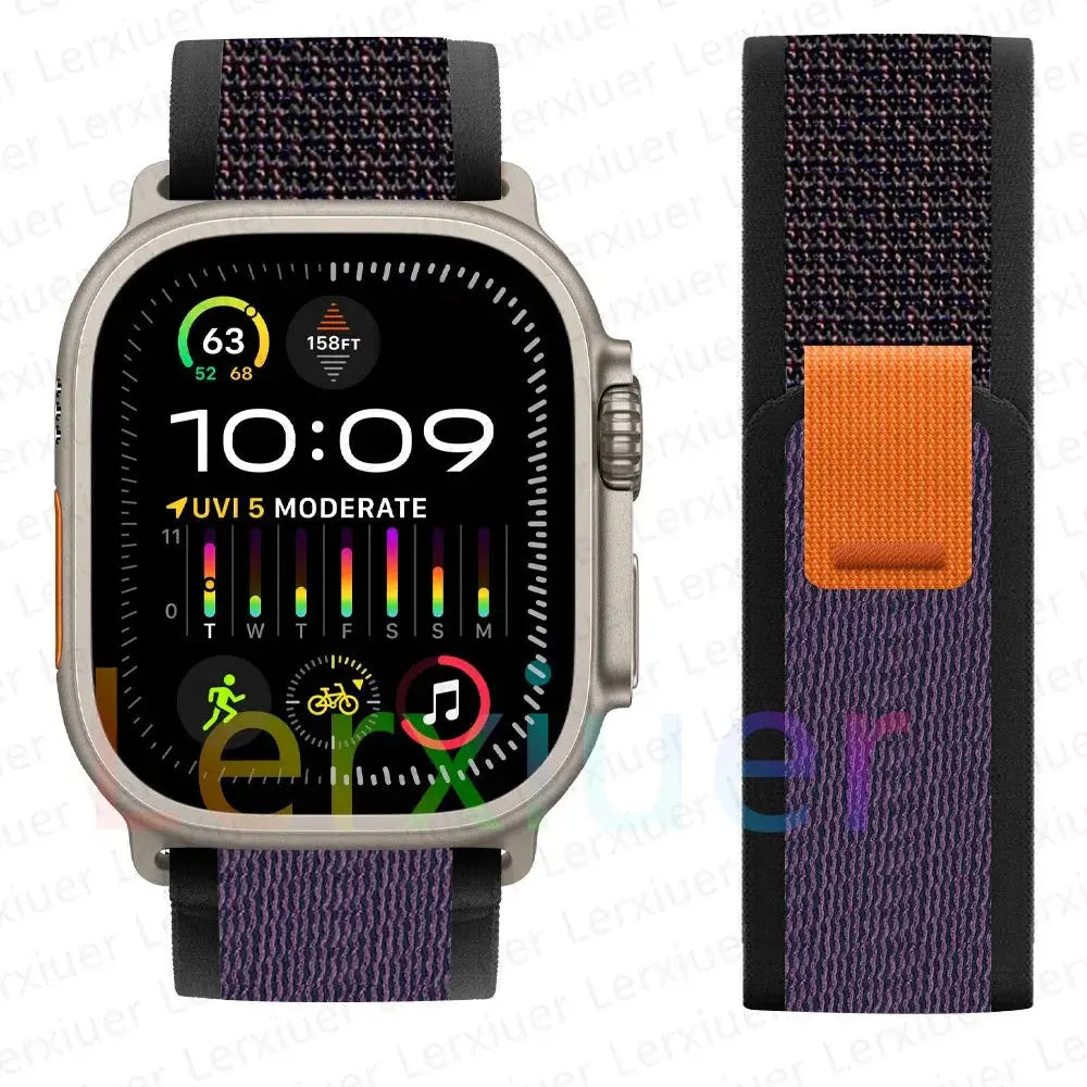 For Apple Watch Series 10 46mm Nylon Loop Magnetic Buckle Watch Band(Smoke Purple) Elegant-Straps Store