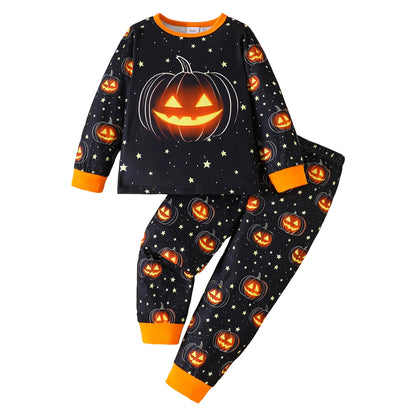 5t Boy Clothes Fall Boy Halloween Home Dress Pajamas Set Pumpkin Print Top Full Printed Pants Two Piece Set Boys 3 Years Clothes