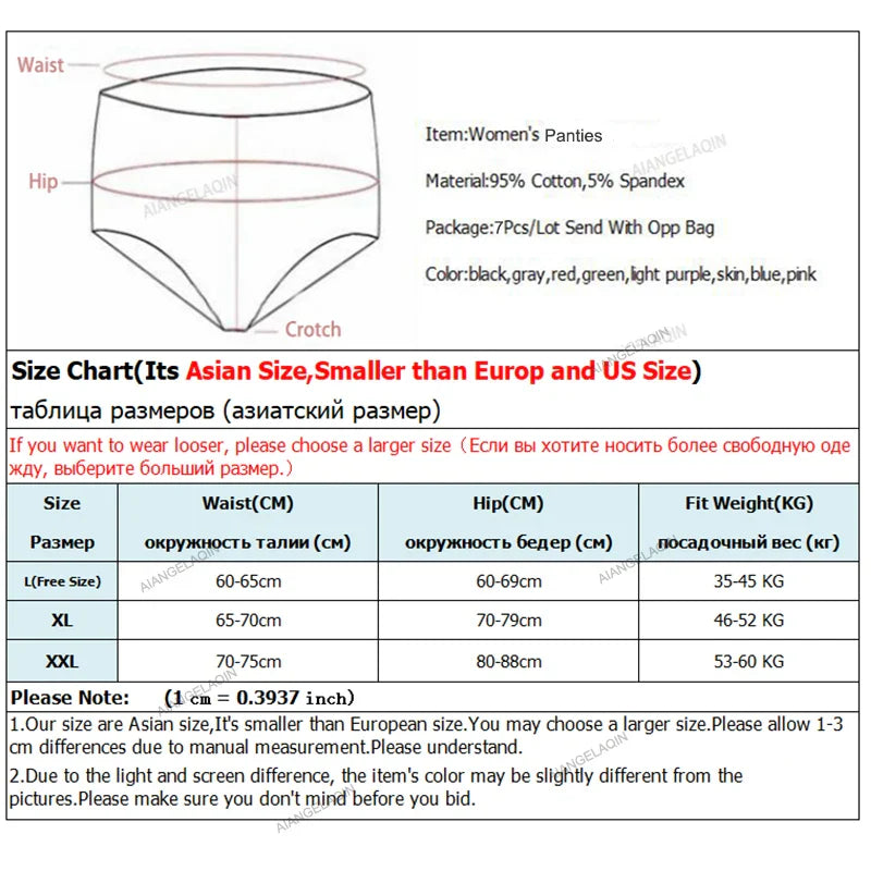 Women's Cotton Panties – Plus Size Breathable & Soft Sexy Briefs Cute Solid Color Lingerie Stone's Store