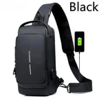 WEIXIER Anti-Theft USB Charging Crossbody Chest Bag for Men – Waterproof Oxford Shoulder Sling with Lockable Zipper, Business & Travel Messenger Pack Shop1103843745 Store