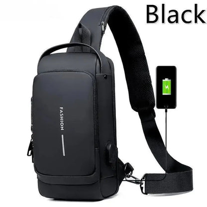 WEIXIER Anti-Theft USB Charging Crossbody Chest Bag for Men – Waterproof Oxford Shoulder Sling with Lockable Zipper, Business & Travel Messenger Pack Shop1103843745 Store