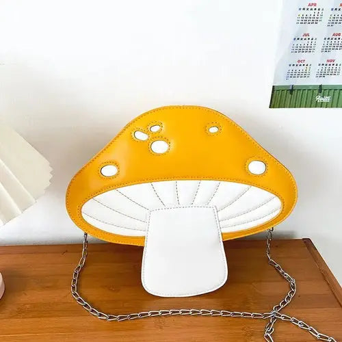 Personality Design Funny Cute Cartoon Pu Mushroom Shape Messenger Bag